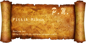 Pittik Miksa névjegykártya